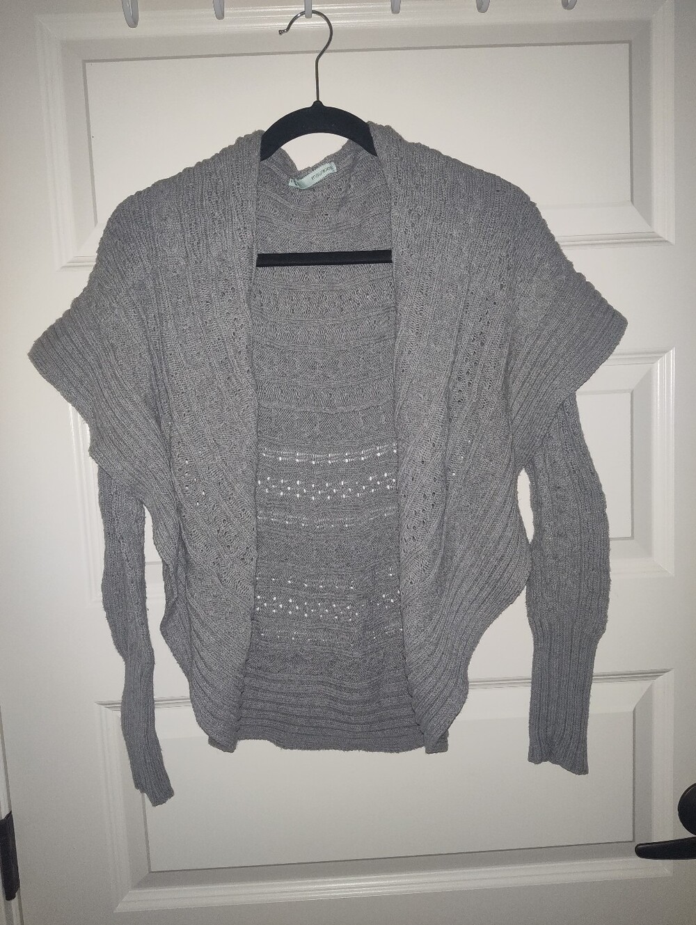 Maurices Gray Open Front Knit Cardigan Small 100% Cotton Dolman Sleeve Sweater